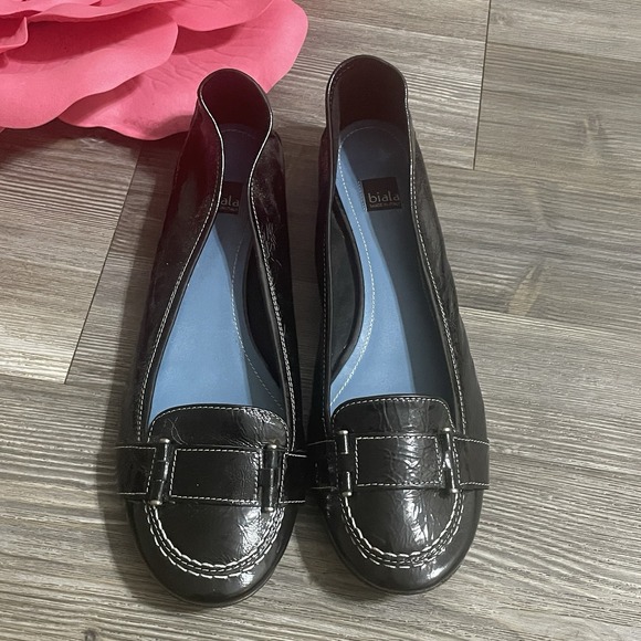 Biala Shoes - BIALA Black‎ Patent Leather Flats Womens Sz 10M Made In ITALY Office Career